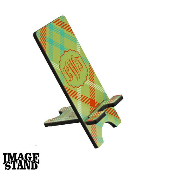 ImageStand Phone Stand for Small Smartphones, Flat top, White Gloss Hard Board with Black Back. Thumbnail